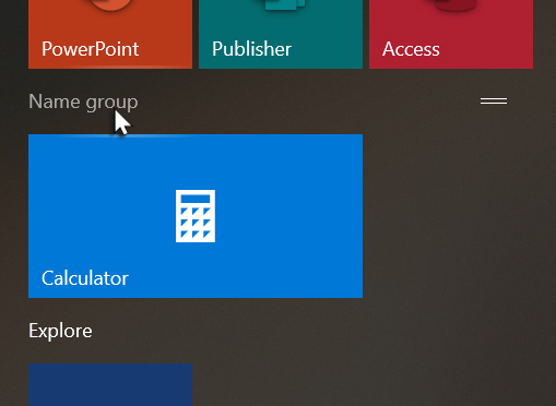 Naming a tile group within Start menu