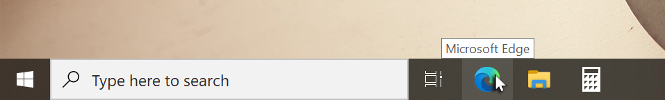 Launching Edge from the taskbar shortcut